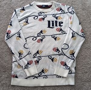 Men's Miller Lite Holiday Lights Crewneck Pullover Sweater Sz. XL